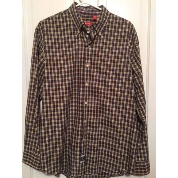 IZOD SIZE MEDIUM LONG SLEEVED PLAID BUTTON SHIRT - Picture 1 of 4